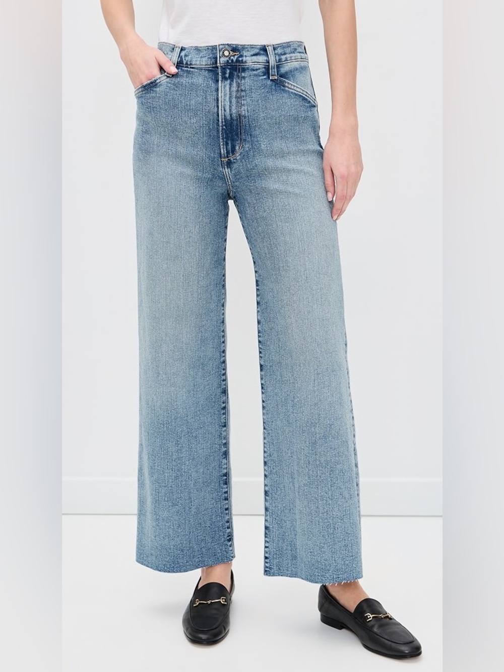 SPRWMN frayed hem wide leg jeans